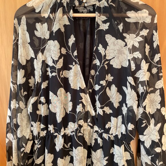 Mango MNG Floral Long Sleeve Mini Dress - Picture 10 of 13